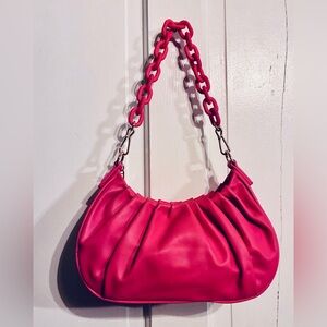 $258 LDT Zoe Zip Top  Leather Handbag fuchsia/hot pink